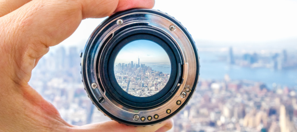 Lens image dslr manhattan downtown city new york hand